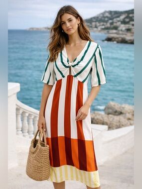 micas statement stripe midi dress bold colorblock twist front large
